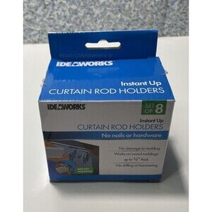 No Nails or Damage Instant Up Curtain Rod Holders #JT1851 Set of 8 By IdeaWorks